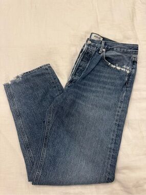 Agolde Medium Wash High-Rise Jeans in Blue